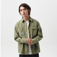 森马 长袖衬衫男春季潮流山系工装风衬衣外套时尚字母印花翻领上衣