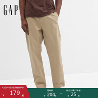 Gap 男装2025夏季新款基础款松紧腰直筒卡其裤休闲长裤美版749290