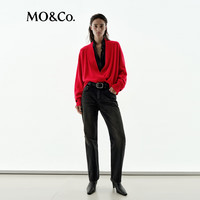 MO&Co.【NOIR系列】针织开衫2025冬精工山羊绒毛衣外套MBE4CAR060 宝石红色 XS /155