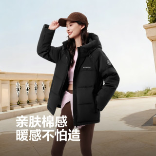 波司登 25年羽绒服90绒女短款连帽保暖防风修身加厚外套B250245112XS 黑色|8056