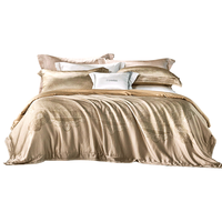 富安娜 床上四件套桑蚕丝套件真丝高档床单被套贡缎床品单双人203*229cm