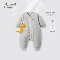 棉棉柔 儿童连体睡衣珊瑚绒冬季宝宝睡衣冬款加绒加厚法兰绒睡袋秋冬男童