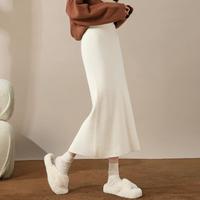 热风 后开叉针织直筒裙 软糯秋冬女松紧腰时尚垂感百搭长款半身裙