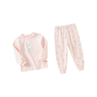 戴维贝拉(DAVE&BELLA)小童睡衣两件套女宝宝家居服幼儿衣服秋装童装女童内衣套装 浅粉色 80cm (身高73-80cm)