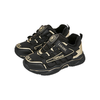 泰兰尼斯运动鞋冬季儿童鞋加绒保暖男童户外休闲鞋男孩跑步鞋 黑/金色 31码 内长20.5cm适合脚长19.0cm