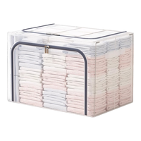 友纳 Youna衣服收纳箱布艺装衣物袋透明折叠整理箱子收纳柜储物盒家用 88#深蓝色【防水防尘款】 限秒【2个装】