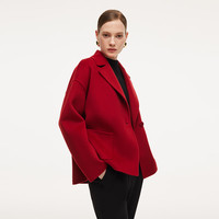 歌莉娅 春季  羊毛羊绒双面呢翻领短外套  1F1L6N180 53R椒红 XS