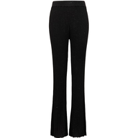 VEROMODA休闲裤女2024早秋亮丝针织竖坑条微喇裤简约休闲 黑色 165/68A/M