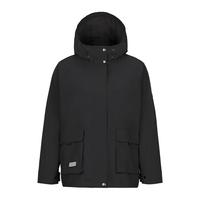 黑冰城市轻户外女款连帽工装风轻薄防风弹力软壳衣 清 黑色 M
