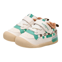 卡特兔婴儿学步鞋秋冬幼儿园小白鞋室内鞋保暖防水防滑儿童棉鞋 白绿棕 19码 内长12.0cm 脚长11.0-11.5