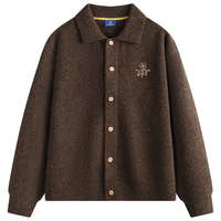 NVG·YOUNG意大利小帆船羊毛针织开衫外套男女装休闲宽松翻领毛衣亲肤打底衫 橄榄绿咖 XS