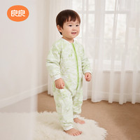 良良 秋冬婴幼儿分腿睡袋厚夹棉外穿男女同款防踢包裹盖被 幻想绿-40G-90码