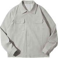 HLA海澜之家夹克男24三国演义灯芯绒翻领外套男春秋HWJAW3W079A 浅灰H1 180/96A XL151~164斤