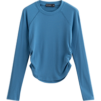 初语【抗菌暖皮衣】远红外线发热t恤女2024年秋冬高弹打底衫 星钻蓝 S