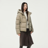 坦博尔连帽羽绒服女泡芙短款韩版面包服小个子秋冬外套TBF530360D 松木棕 M (165)(建议体重120斤-130斤)