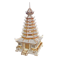 举名古风立体拼图3d木质拼装建筑模型儿童益智玩具男女孩手工diy积木 侗族鼓楼