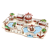 举名古风立体拼图3d木质拼装建筑模型儿童益智玩具男女孩手工diy积木 新苏州园林