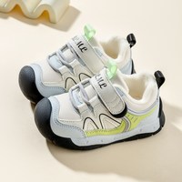 宝宝鞋子男童棉鞋2025秋冬软底1-6岁学步二棉加绒儿童机能运动鞋 158灰绿 24码