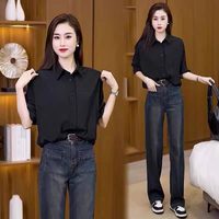 长袖衬衫女春秋2025年宽松遮肉显瘦纯色上衣洋气百搭时尚衬衣
