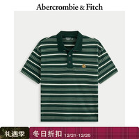 Abercrombie & Fitch 男装25夏季美式条纹棉质Polo衫短袖T恤 绿色条纹 S (175/92A)