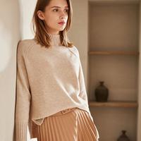 米皇 12针高性价比】100%山羊绒半高领插肩别致开叉女针织羊绒衫