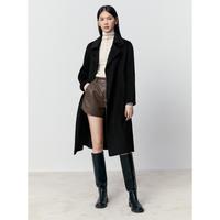 太平鸟 大师甄绒系列浴袍式双面呢大衣外套女