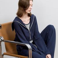 三彩 休闲三件套海军领外套T恤直筒裤