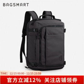 BAGSMART 随行仓双肩包大容量手提包女旅行包出差多功能男士电脑包 黑色