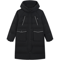 特步 门店同款羽绒服25冬保暖长款运动外套女休闲抗寒975428640240 正黑色 S