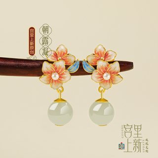 宫里和田玉耳钉女纯银玉石耳饰耳坠新中式国风