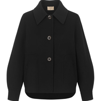 衣香丽影黑色双面呢羊绒大衣女短款新款小个子毛呢外套 黑色