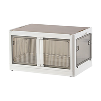 友耐五开门可折叠收纳箱大号整理箱秋冬衣服衣物玩具书本储物箱打包箱 【木盖升级款】星月白 大 号【长47.5*宽35.5*高24cm】