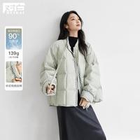 DUIBAI 女式羽绒服 2025冬装设计感印花短款 90白鸭绒通勤保暖外套