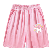 真维斯儿童裤子女夏天透气网眼短裤中大童凉感休闲裤童装运动速干裤 粉 粉粉独角x 165