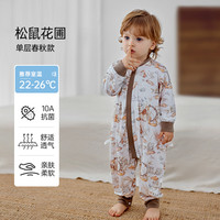 欧孕婴儿睡袋宝宝蚕丝防踢被子春秋冬款发热恒温儿童分腿四季通用 春秋款【室温22-26℃】松鼠花圃 55-80(3-18个月)-【80码】