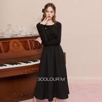 三彩 拼接小黑裙 女士连衣裙 2025冬季款