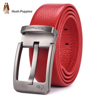暇步士 红腰带本命年男士真皮针扣色皮带头层牛皮高端奢饰品裤带马年礼物 红色