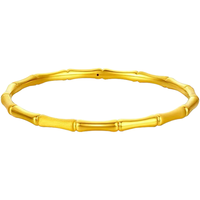 中国黄金（CHINA GOLD）黄金手镯女足金竹节磨砂金镯子素圈结婚手饰结婚送女朋友生日礼物 【空心加厚】竹节手镯 约5g 5.4cm