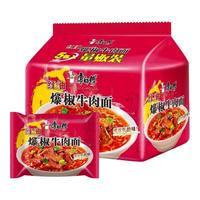 康师傅 方便面爆椒牛肉面106g*5袋装泡面速食面即食面夜宵食品 爆椒牛肉 爱吃素什锦菌菇面*5包