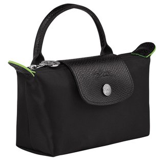  LONGCHAMP/珑骧 再生帆布拼牛皮 女士手提包
