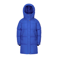 黑冰儿童鹅绒700蓬长款厚款连帽羽绒服防风防泼防污羽绒服 GGS288902C 大红 S (120)