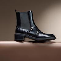 思加图 女士 英伦夜曲切尔西靴 烟筒靴 中靴 粗跟皮靴