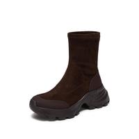 思加图 女士复古运动靴短靴厚底增高时装靴