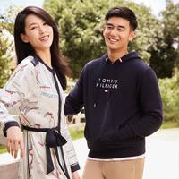 TOMMY HILFIGER 男休闲通勤运动刺绣字母合身版连帽套头卫衣
