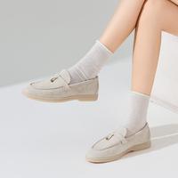 玖熙 流苏乐福鞋女春秋舒适平底一脚蹬单鞋圆头通勤鞋
