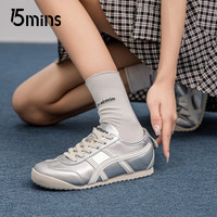 15MINS德训鞋女运动鞋秋季软底舒适百塔女士休闲鞋 银色 37