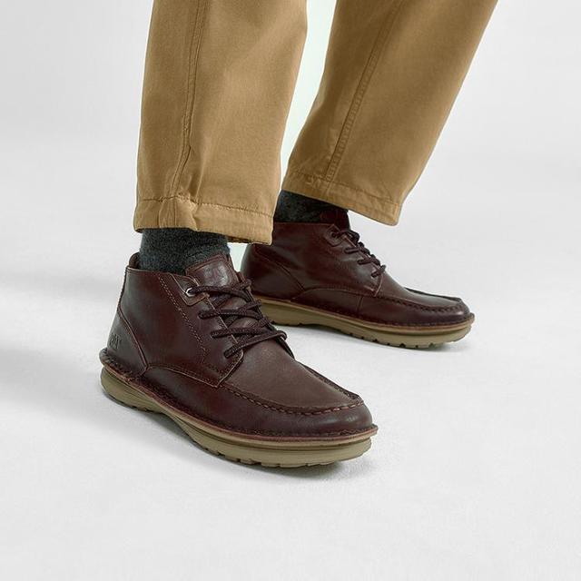 CAT 男士户外复古牛皮高帮休闲鞋