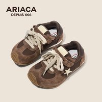 ARIACA艾芮苏童鞋加绒秋冬运动鞋女童复古休闲鞋小女孩儿童鞋 棕色 30码