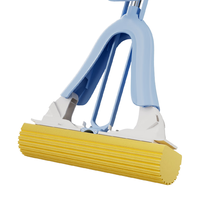 美丽雅胶棉拖把34cm伸缩杆140cm2拖头吸水海绵免手洗干湿两用家用一拖净 34cm共2头 一键拆卸 速软胶棉