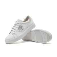 限尺码：沙驰 女士休闲鞋 牛皮水钻刺绣小白鞋